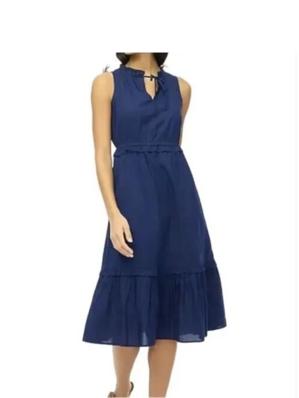 J Crew Tie Front Sleeveless Tiered Dress Size 6 NWT